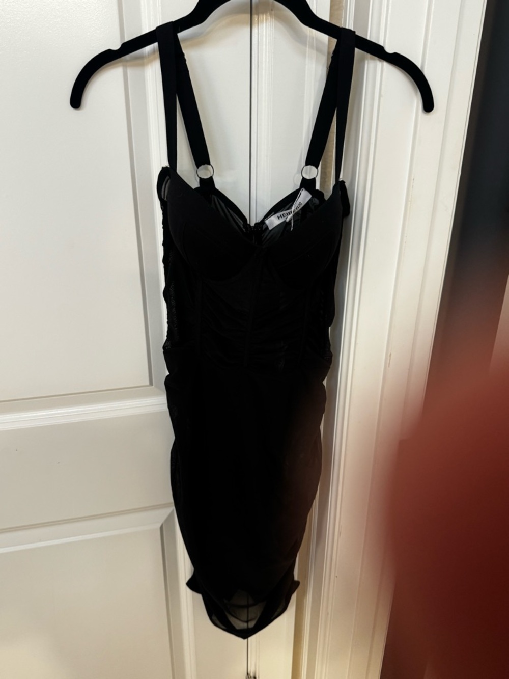 Strappy Black Ruched Mini Dress